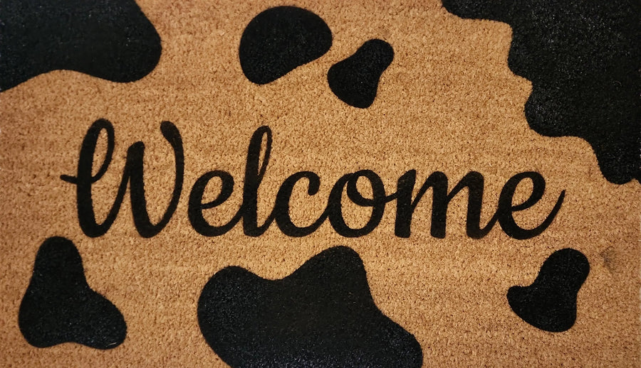 Cow Print Coir Welcome Doormat