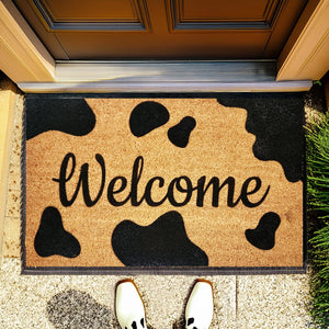 Cow Print Coir Welcome Doormat
